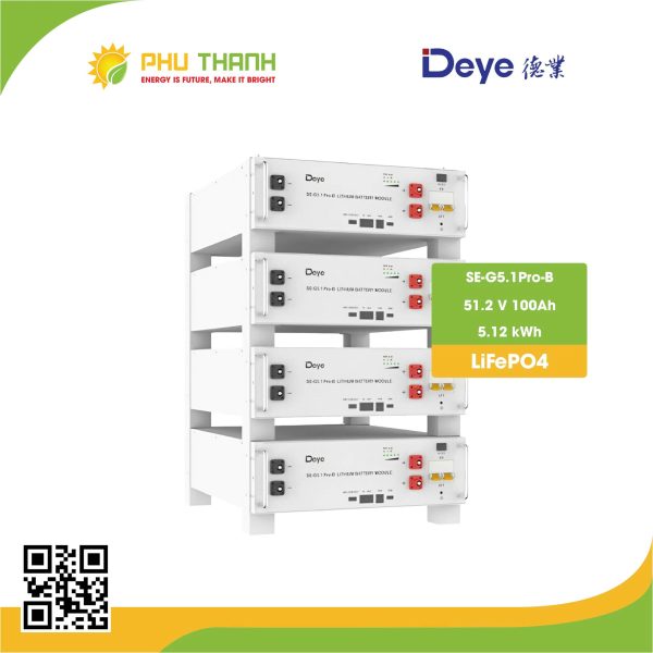 Pin lưu trữ Lithium  DEYE 5,12kWh – SE-G5.1 PRO-B – Hiệu suất cao, bền bỉ