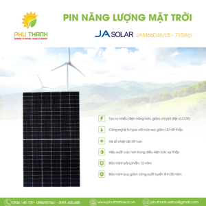 Pin mặt trời JA SOLAR, N-TYPE TOPCon, PERC MONO 715Wp, (tiêu chuẩn ISO, IEC, UL, TUV …)