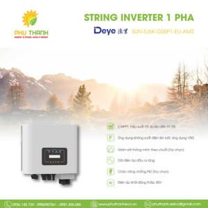 Biến tần hòa lưới bám tải DEYE 1 pha, 5 kW, 2 MMPT, model SUN-5K-G
