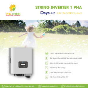 Biến tần hoà lưới bám tải DEYE 1 pha, 10 kW, 2 MMPT, model SUN-10K-G