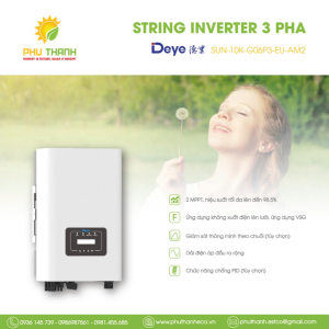 Biến tần hoà lưới bám tải DEYE 3 pha, 10 kW, 2 MMPT, model SUN-10K-G06