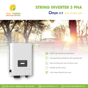 Biến tần hòa lưới bám tải DEYE 3 pha, 20 kW, 2 MMPT, model SUN-20K-G05