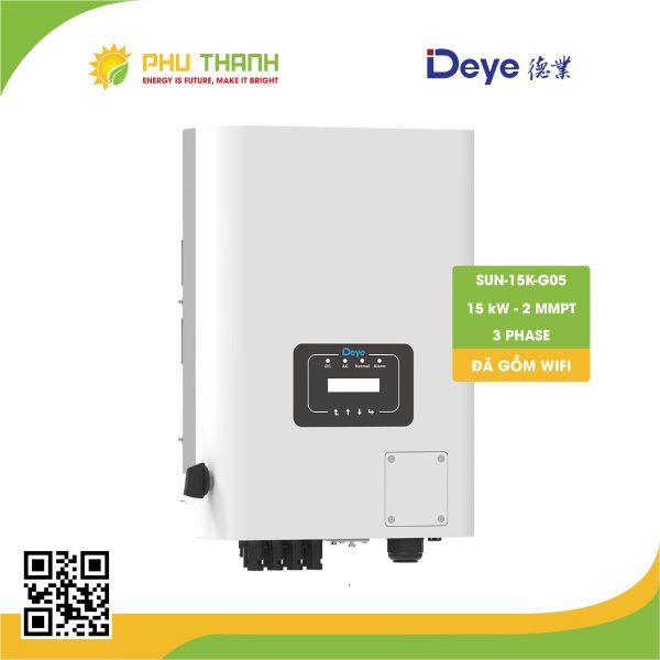 Biến tần hòa lưới bám tải DEYE 3 pha, 15 kW, 2 MMPT, model SUN-15K-G05