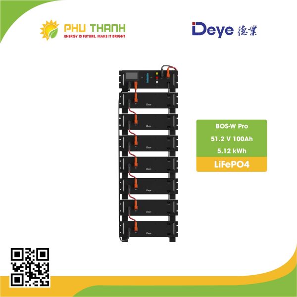 Pin lưu trữ áp cao DEYE BOS-W Pro 51.2V 100Ah, công suất 5.12kWh