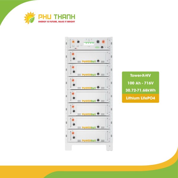 Hệ thống pin Lithium Tower-X-HV 100Ah – 716V, công suất 30.72–71.68kWh