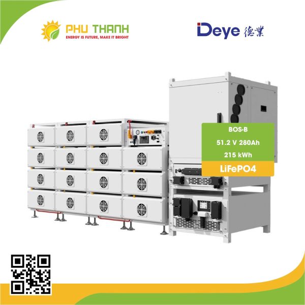 Hệ thống Pin lưu trữ Deye BOS-B 51.2V 280Ah, dung lượng 215kWh