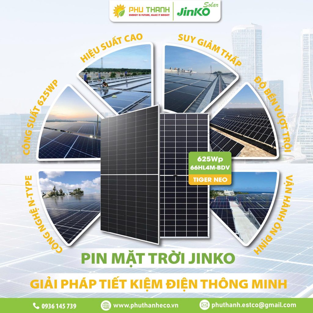 Pin Jinko Solar Tiger Neo 625Wp – Giải pháp tối ưu cho các dự án điện mặt trời quy mô lớn