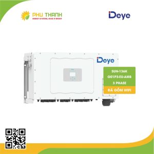 Biến tần hòa lưới bám tải DEYE 3 pha, 136 kW, 8 MMPT, model SUN-136K-G01P3-EU-AM8