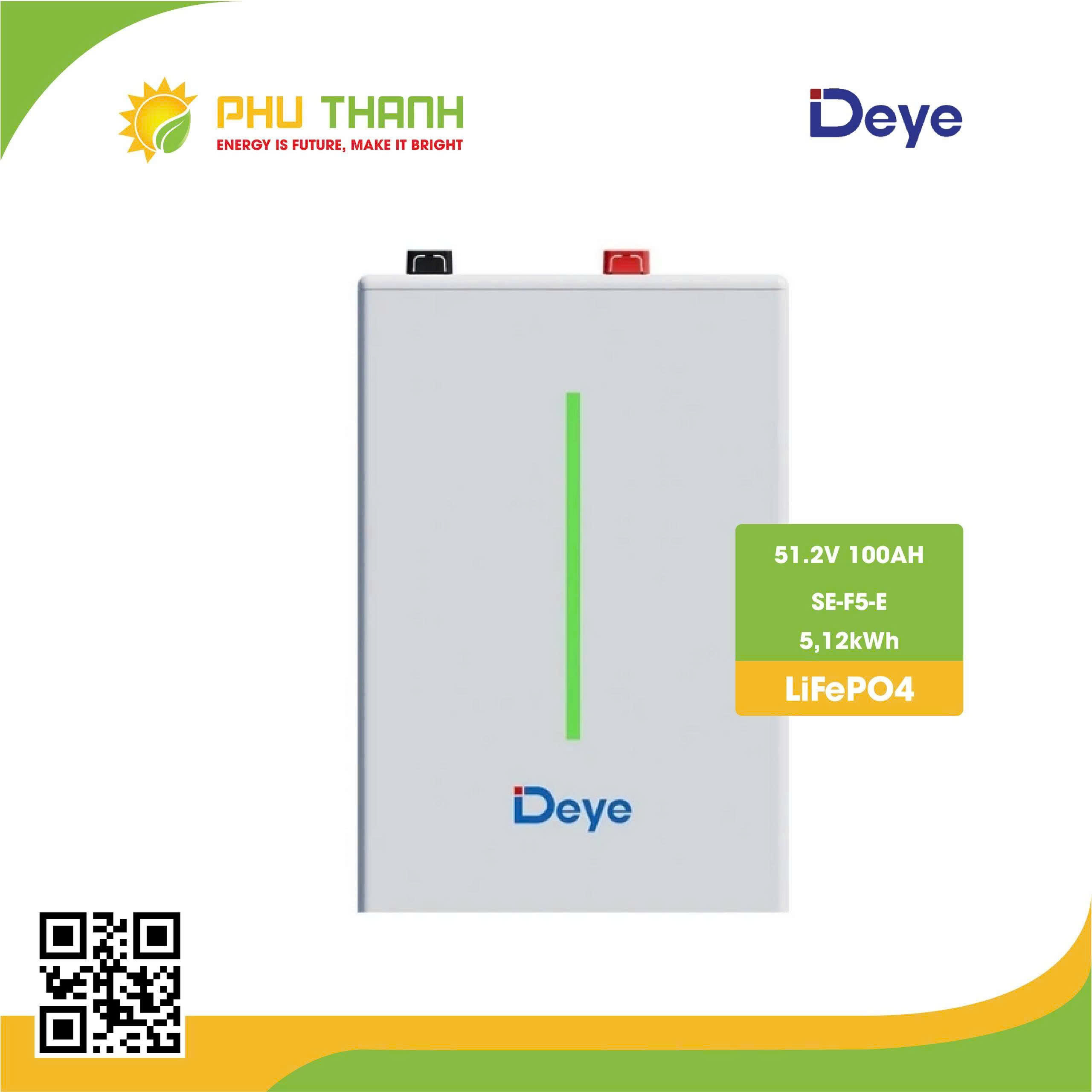 Pin lưu trữ Lithium DEYE 5.12kWh, model SE-F5-E Pin lưu trữ Lithium DEYE 5.12kWh, model SE-F5-E